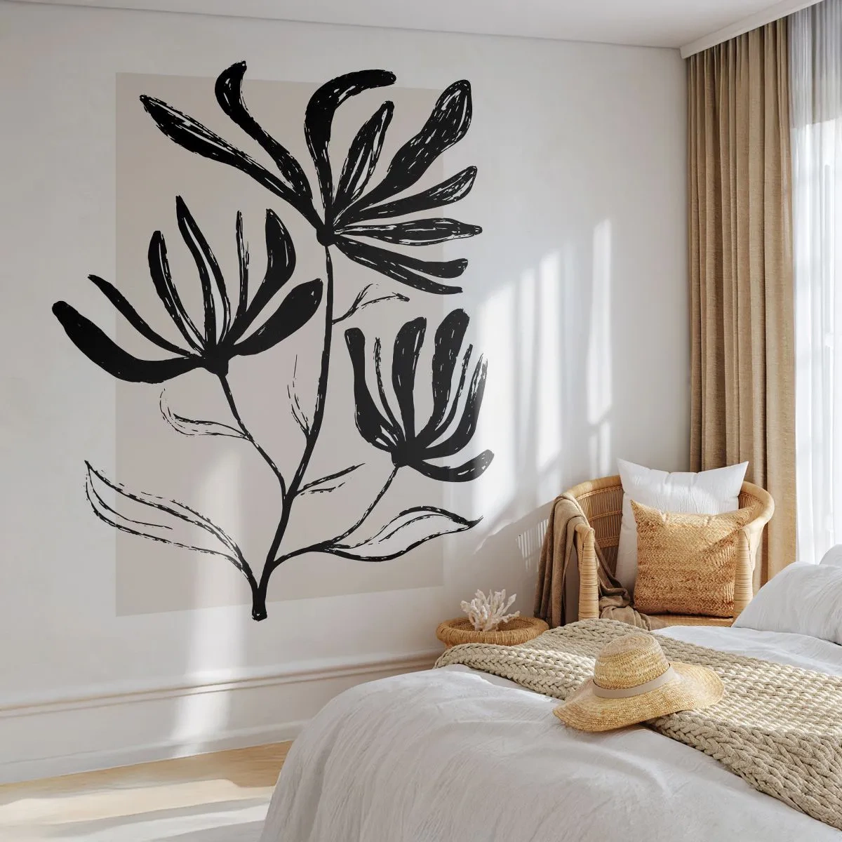 Papel de parede personalizado Adesivo Deluxe Sticker - Esboço para o herbário - Flor, Minimalista, Moderno