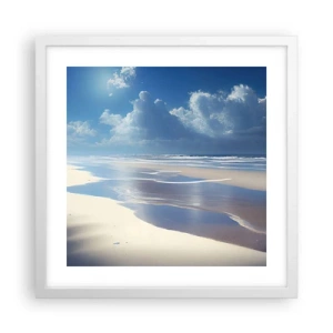 Pôster em moldura branca - Férias no paraíso - 40x40 cm