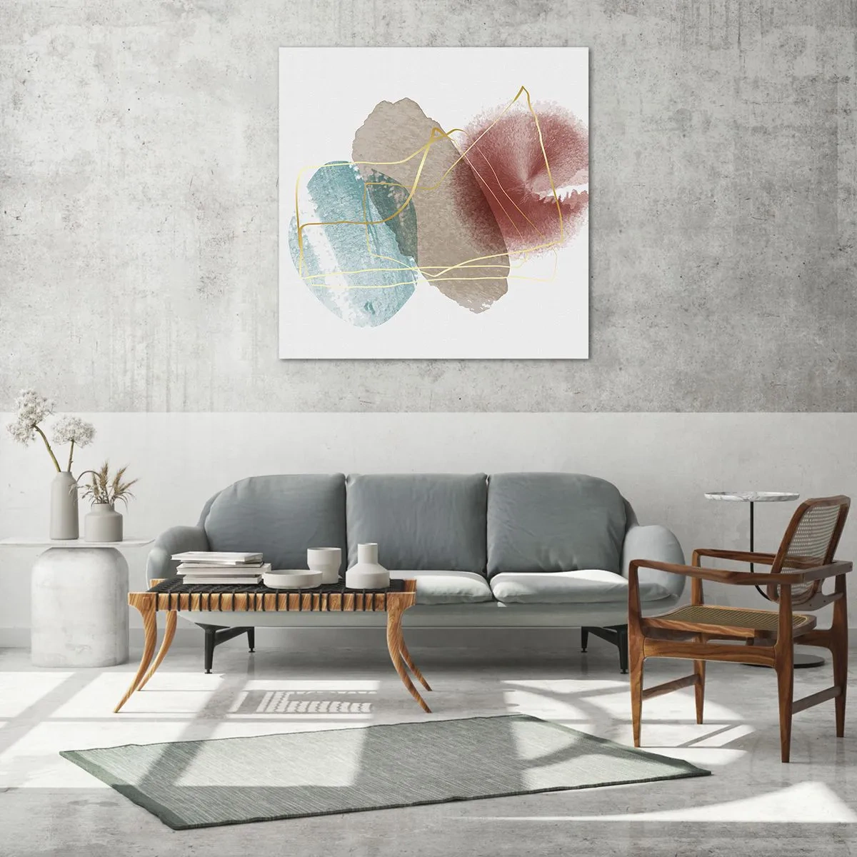 Quadro em vidro - Corais espaciais - 70x70 cm