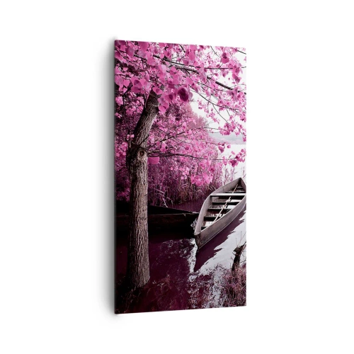 Quadro em tela - Em silêncio cor-de-rosa - 65x120 cm
