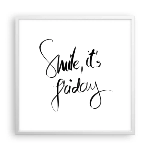 Pôster em moldura branca - Verdadeira alegria - 60x60 cm