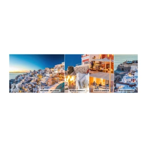 Amostra de papel de parede autocolante Deluxe Sticker - A essência grega - Santorini, Arquitetura, Grécia - 100x30 cm
