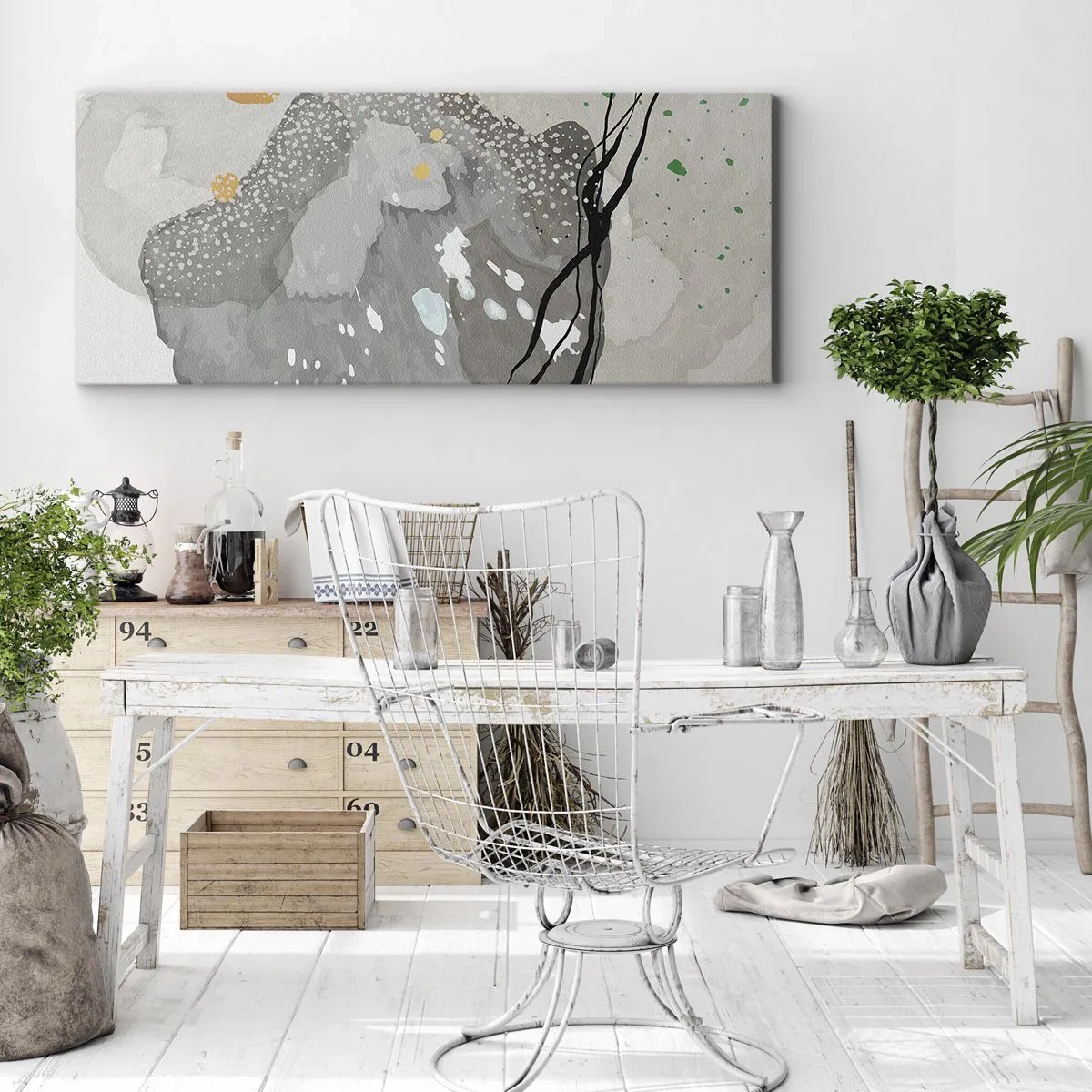 Quadro em tela - Composição orgánica - 90x30 cm