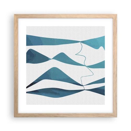 Pôster com moldura de carvalho claro - Abstração: composto turquesa - 40x40 cm