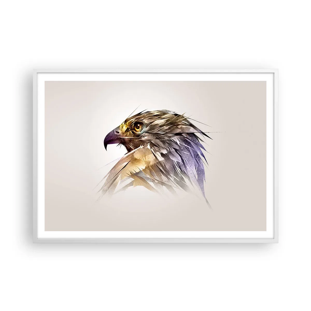 Pôster em moldura branca - Retrato de um guerreiro - 100x70 cm