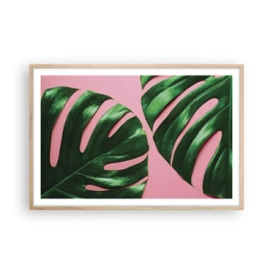 Pôster com moldura de carvalho claro - Encontro verde - 91x61 cm