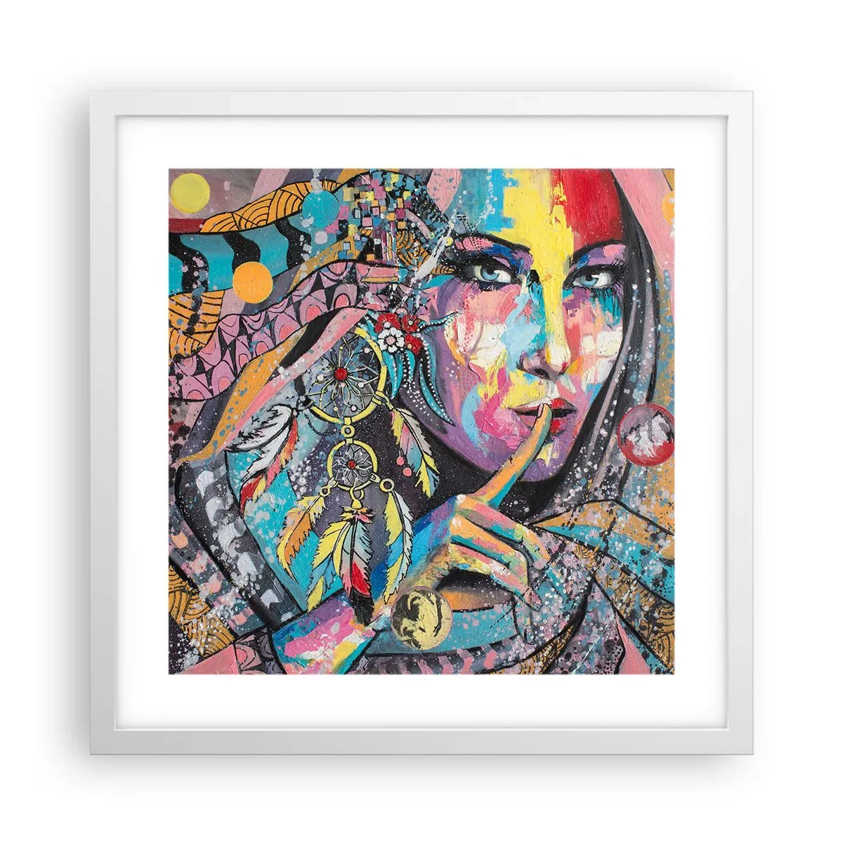 Pôster em moldura branca - Fique em silêncio até compreender - 40x40 cm