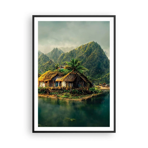 Pôster com moldura preta - Paraíso Tropical - 70x100 cm