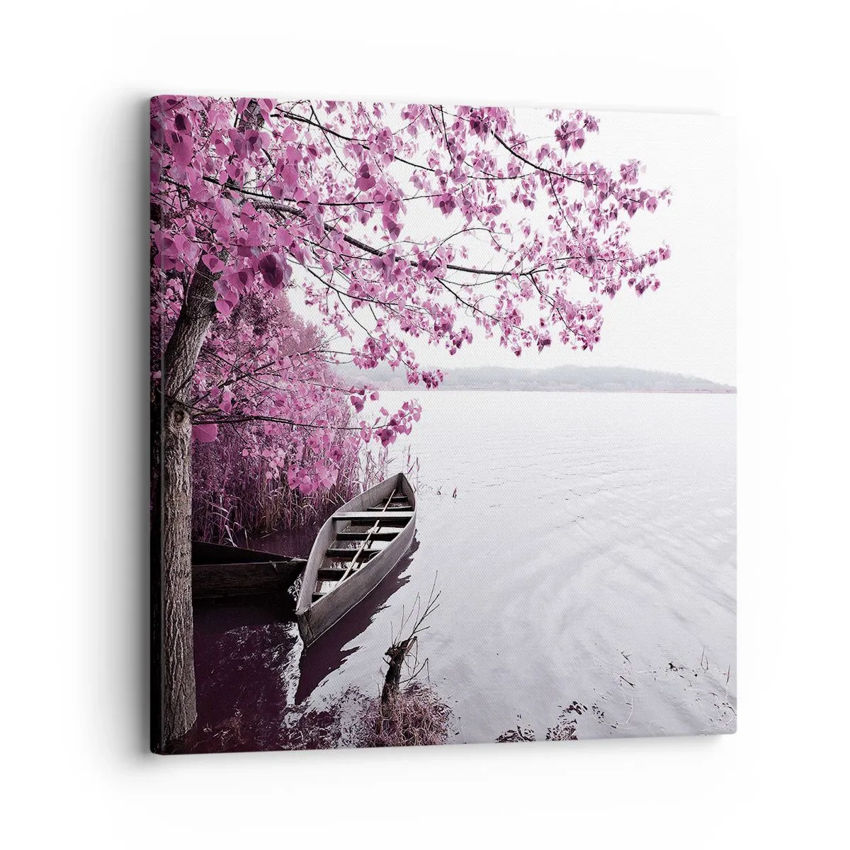 Quadro em tela - Em silêncio cor-de-rosa - 30x30 cm