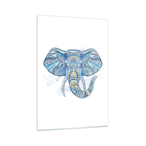 Quadro em vidro - Incrustado com ouro e azul - 80x120 cm