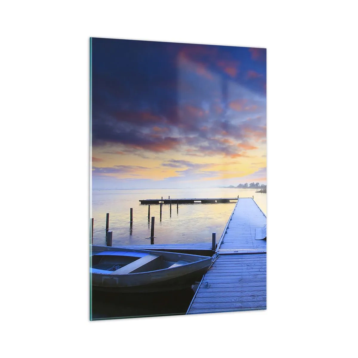 Quadro em vidro - Paz violeta-dourada - 50x70 cm