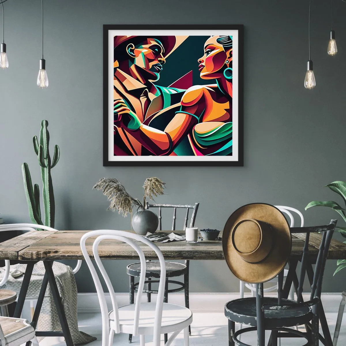 Pôster com moldura preta - No ritmo do coração - 60x60 cm