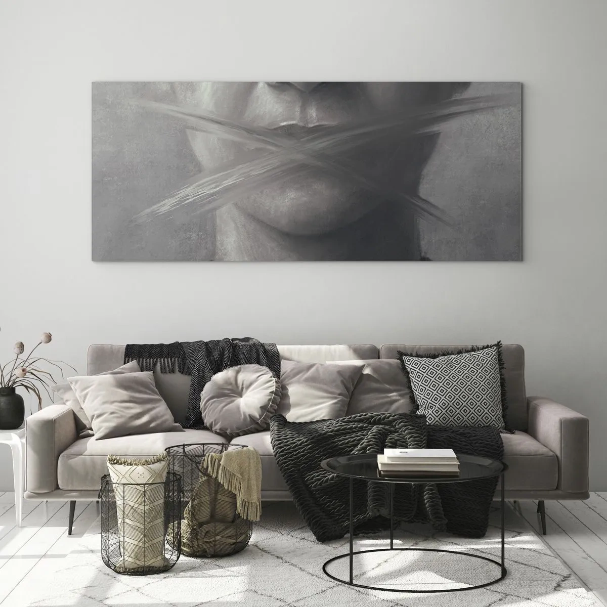 Quadro em vidro - Nem uma palavra - 100x40 cm