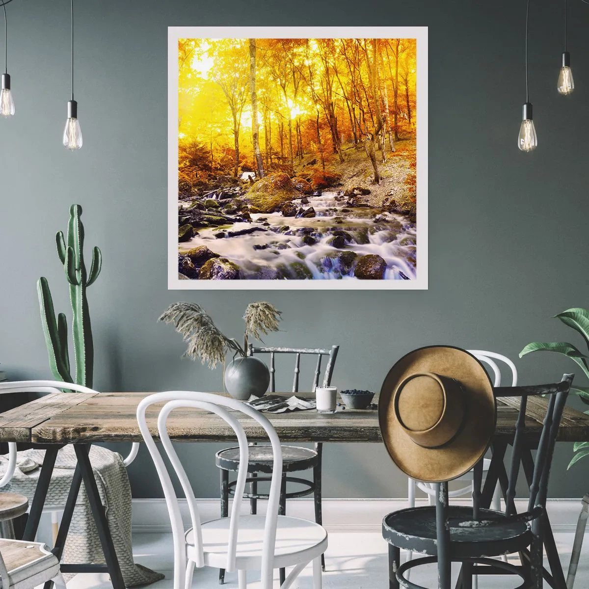 Pôster - Pedras emolduradas em ouro e platina - 50x50 cm