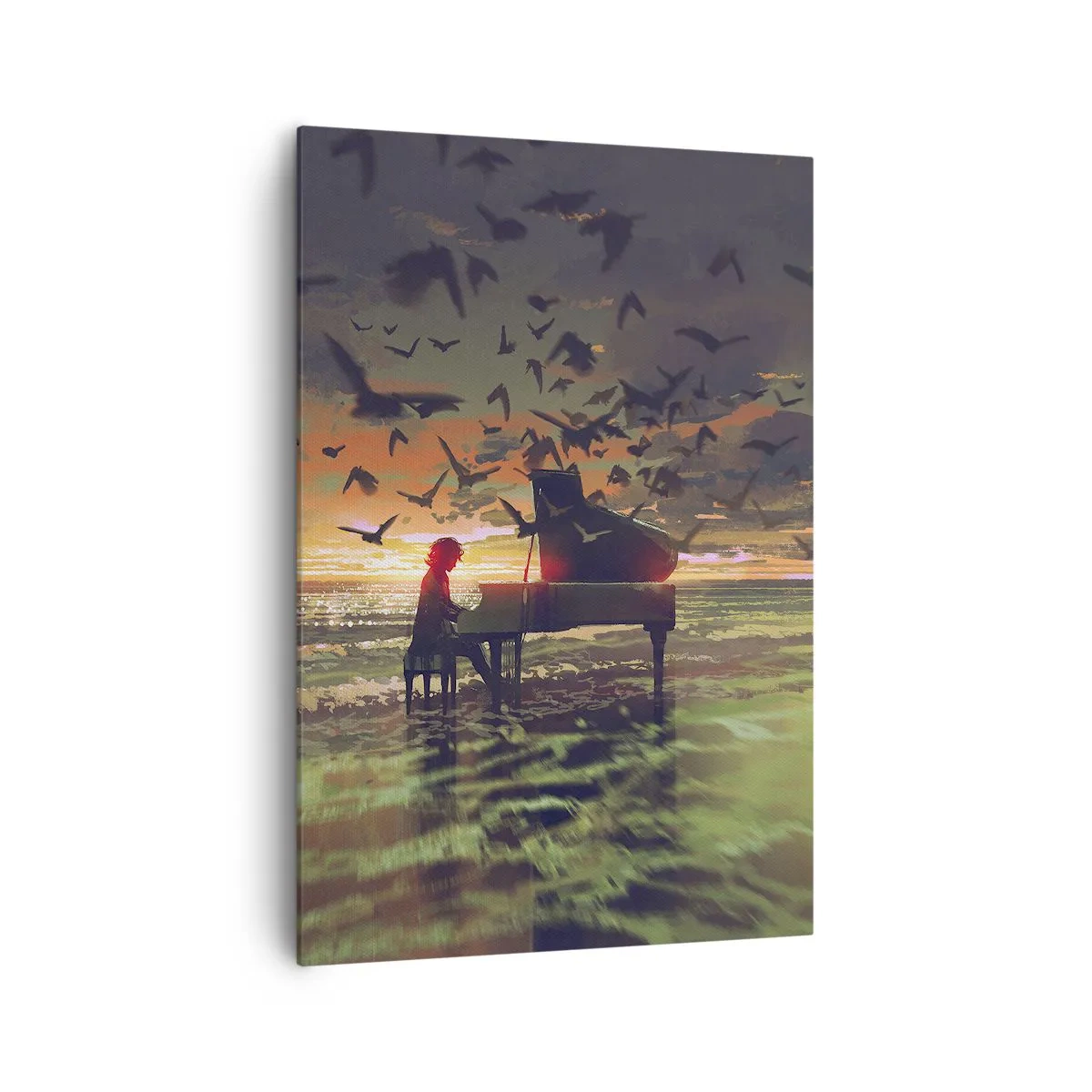 Quadro em tela - Um concerto de piano e ondas - 70x100 cm
