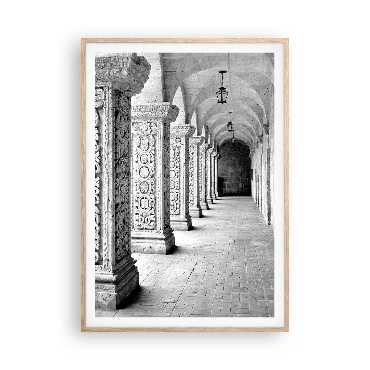 Pôster com moldura de carvalho claro - E para onde...? - 70x100 cm