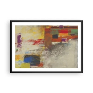 Pôster com moldura preta - Geometria das cores - 70x50 cm