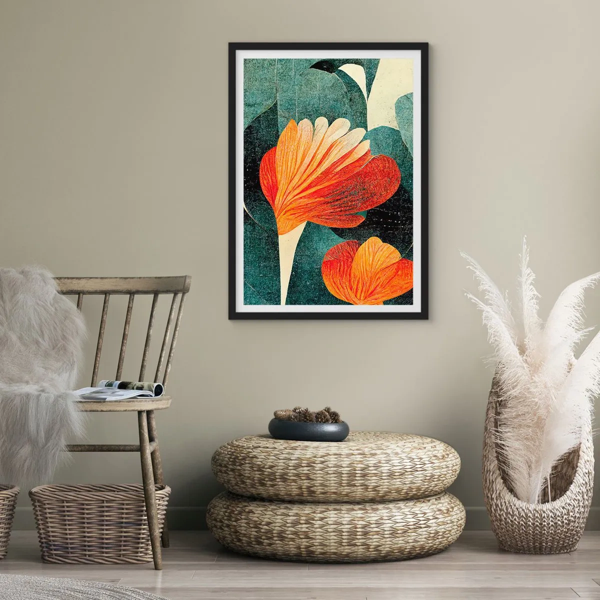 Pôster com moldura preta - O calor dos trópicos e o frescor da vegetação - 61x91 cm