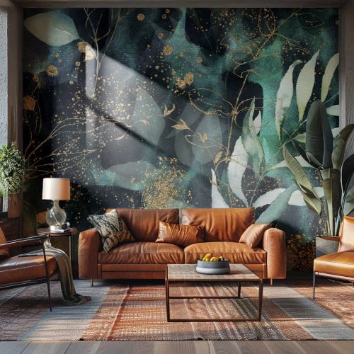 Papel de Parede Autocolante Deluxe Sticker - Jardim Mágico - Plantas, Folhas, Botânica - 300x210 cm