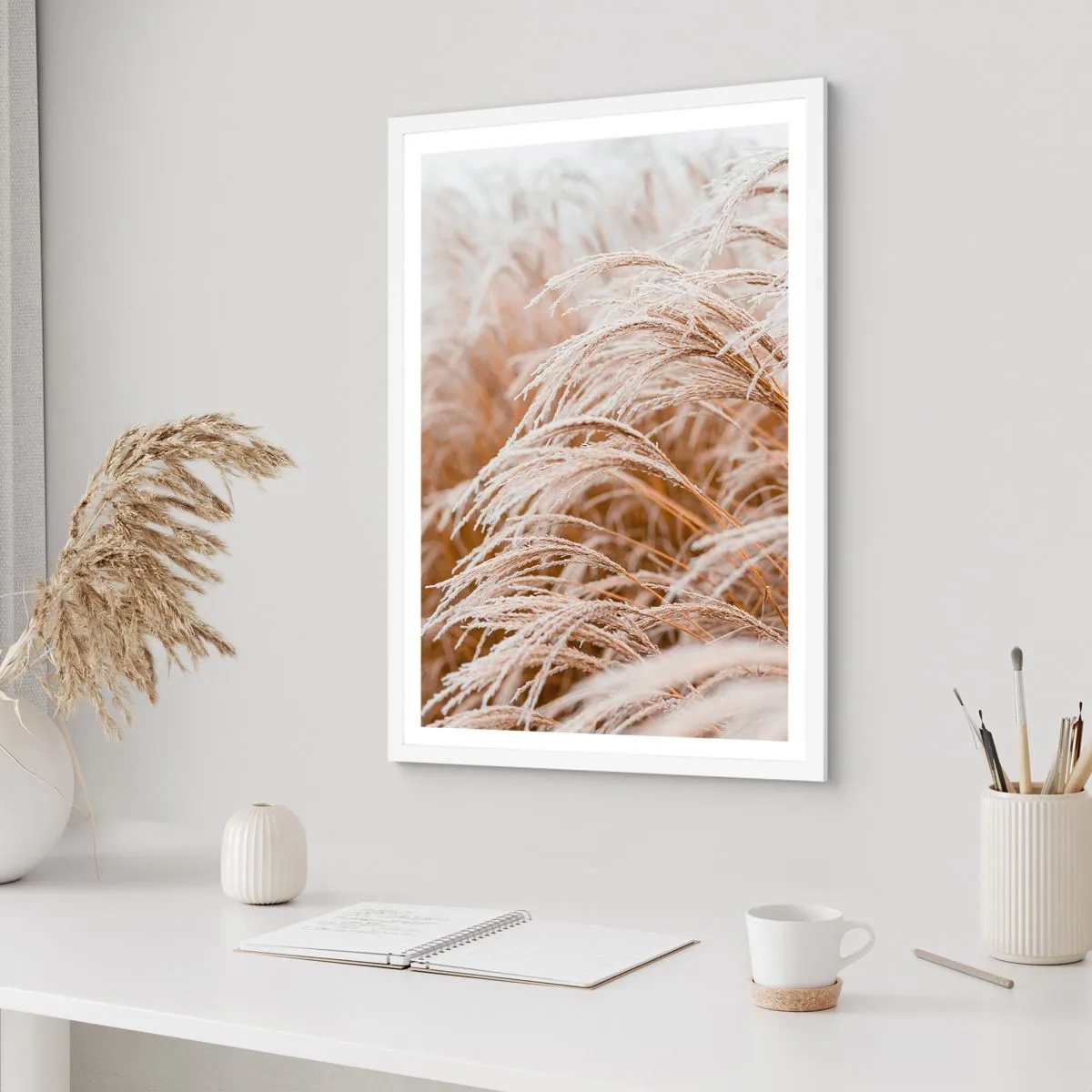 Pôster em moldura branca - Curvar-se ao sol de outono - 30x40 cm