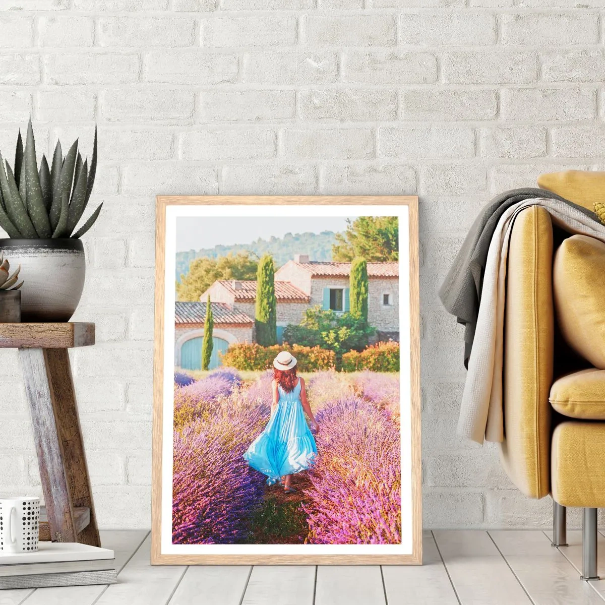 Pôster com moldura de carvalho claro - Menina Lavanda - 70x100 cm