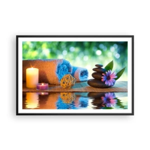 Pôster com moldura preta - Tempo para o corpo - 91x61 cm