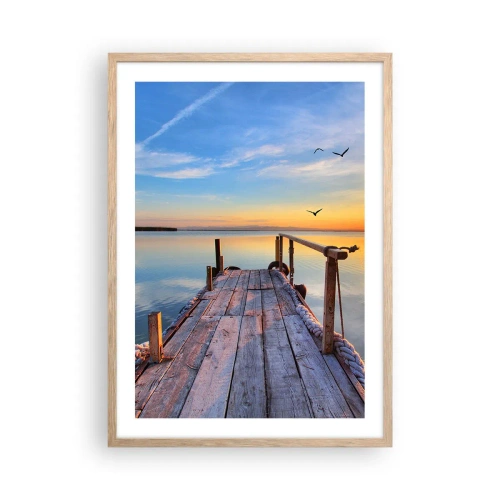 Pôster com moldura de carvalho claro - Caminhando em direção ao sol - 50x70 cm