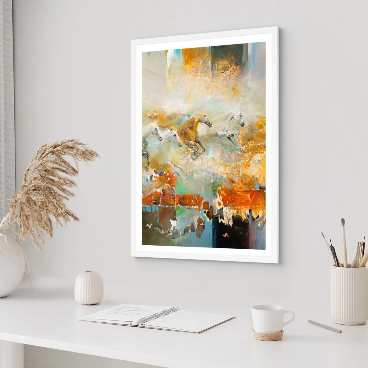 Pôster em moldura branca - A galope através da luz - 50x70 cm