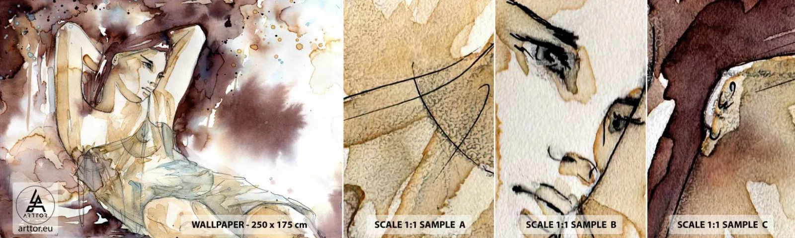 Amostra de papel de parede autocolante Deluxe Sticker - Em lilás - Abstração, Mulher, Corpo - 100x30 cm