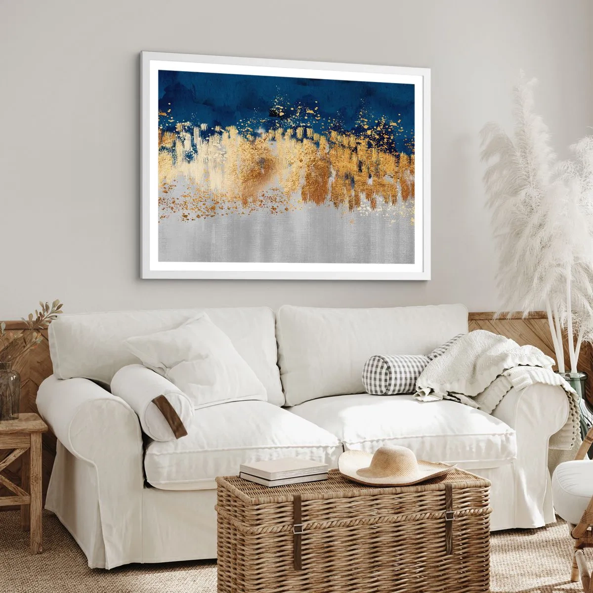 Pôster em moldura branca - Uma composição moderna com brilho - 100x70 cm
