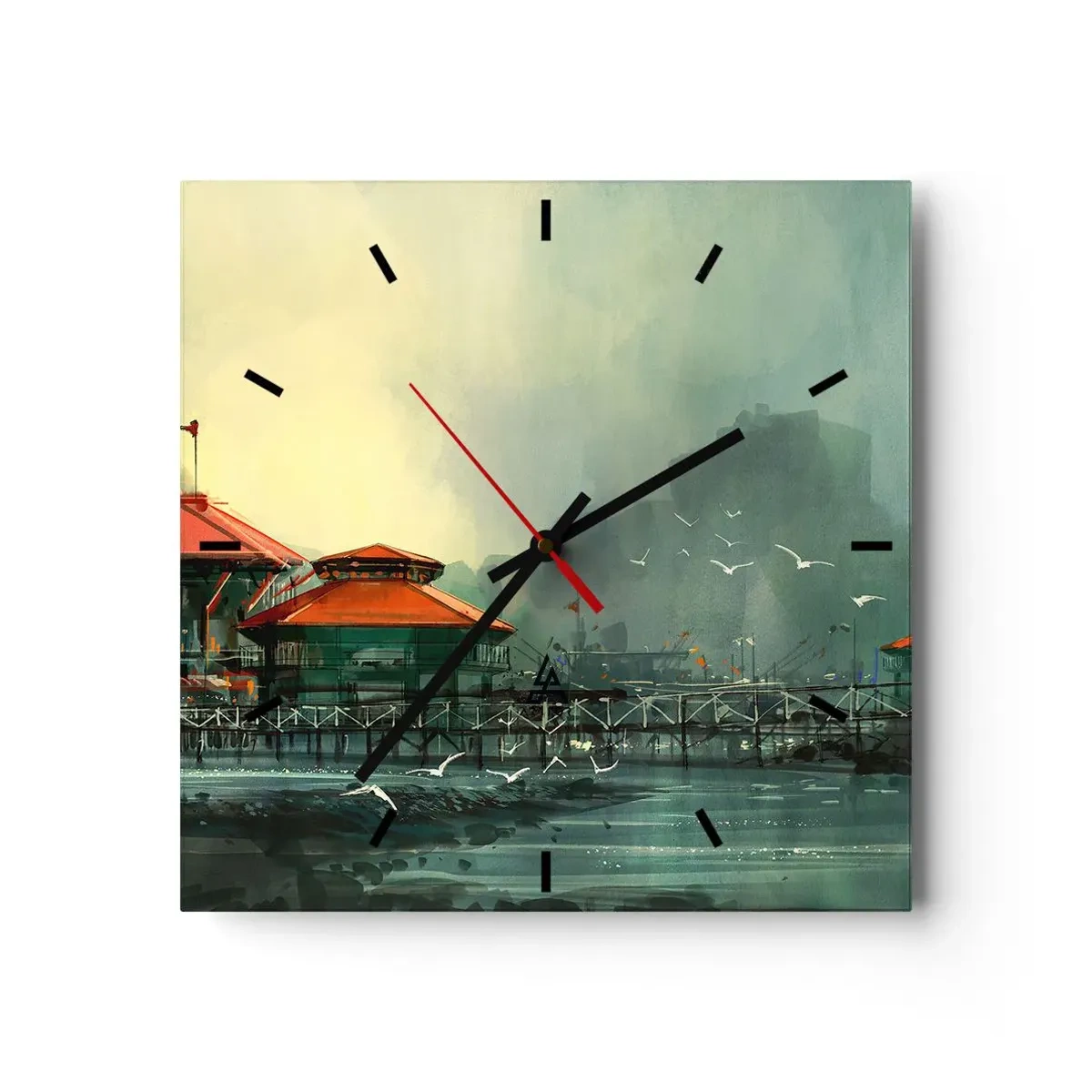 Relógio de parede - Relógio em vidro - Um dia ensolarado no porto - 30x30 cm