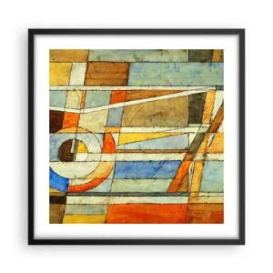 Pôster com moldura preta - Cubismo em construção - 50x50 cm
