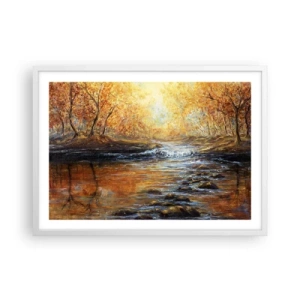 Pôster em moldura branca - Riacho Dourado - 70x50 cm