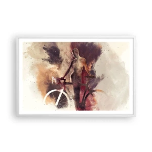 Pôster em moldura branca - Uma alma de bicicleta em formas de mármore - 91x61 cm