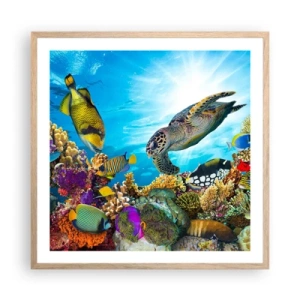 Pôster com moldura de carvalho claro - Alameda dos corais - 60x60 cm