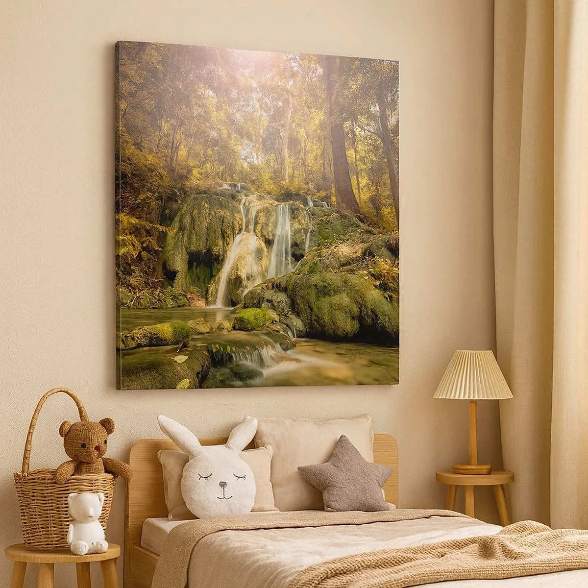 Quadro em tela - Cascata na floresta - 30x30 cm