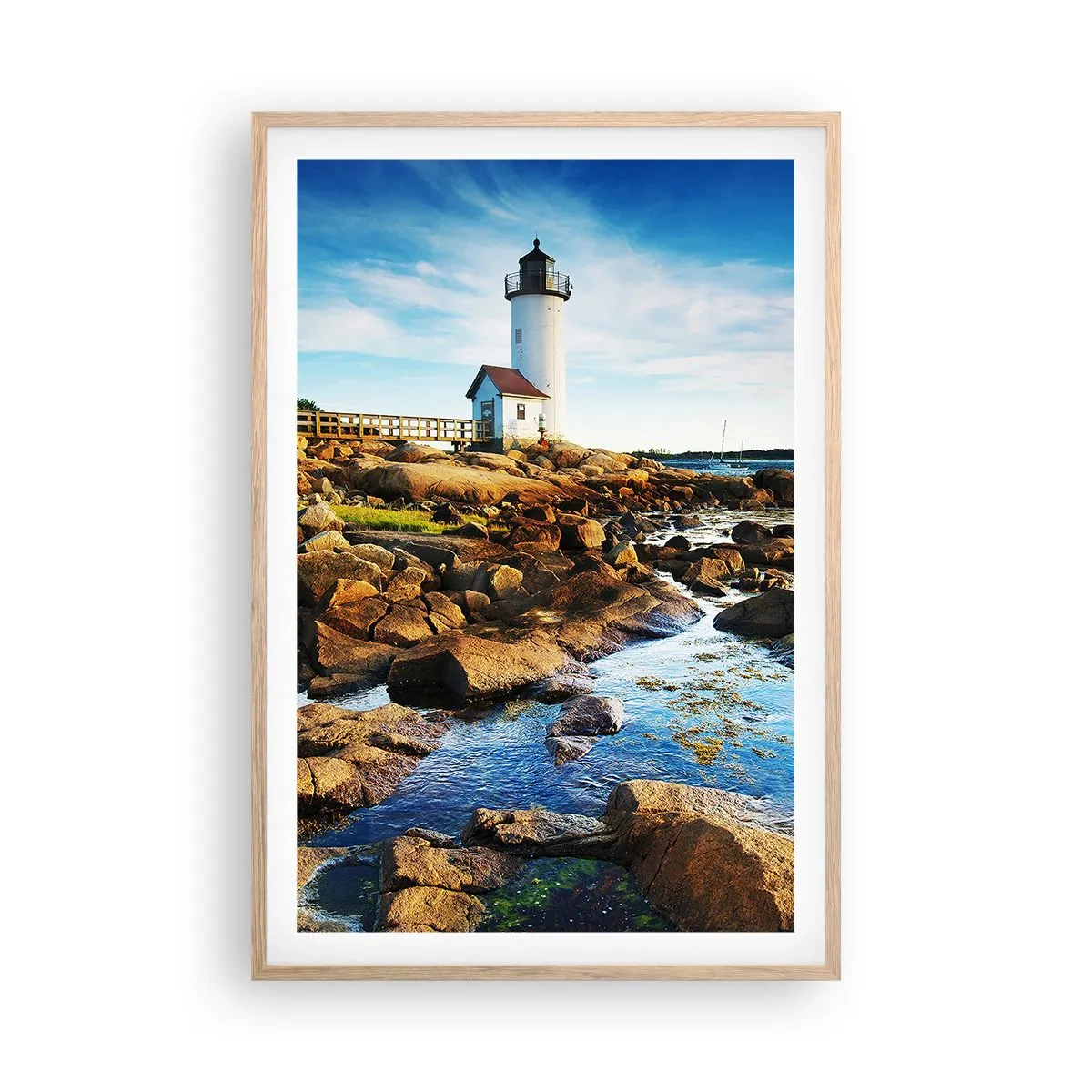 Pôster com moldura de carvalho claro - Voltem bem, estou à espera - 61x91 cm