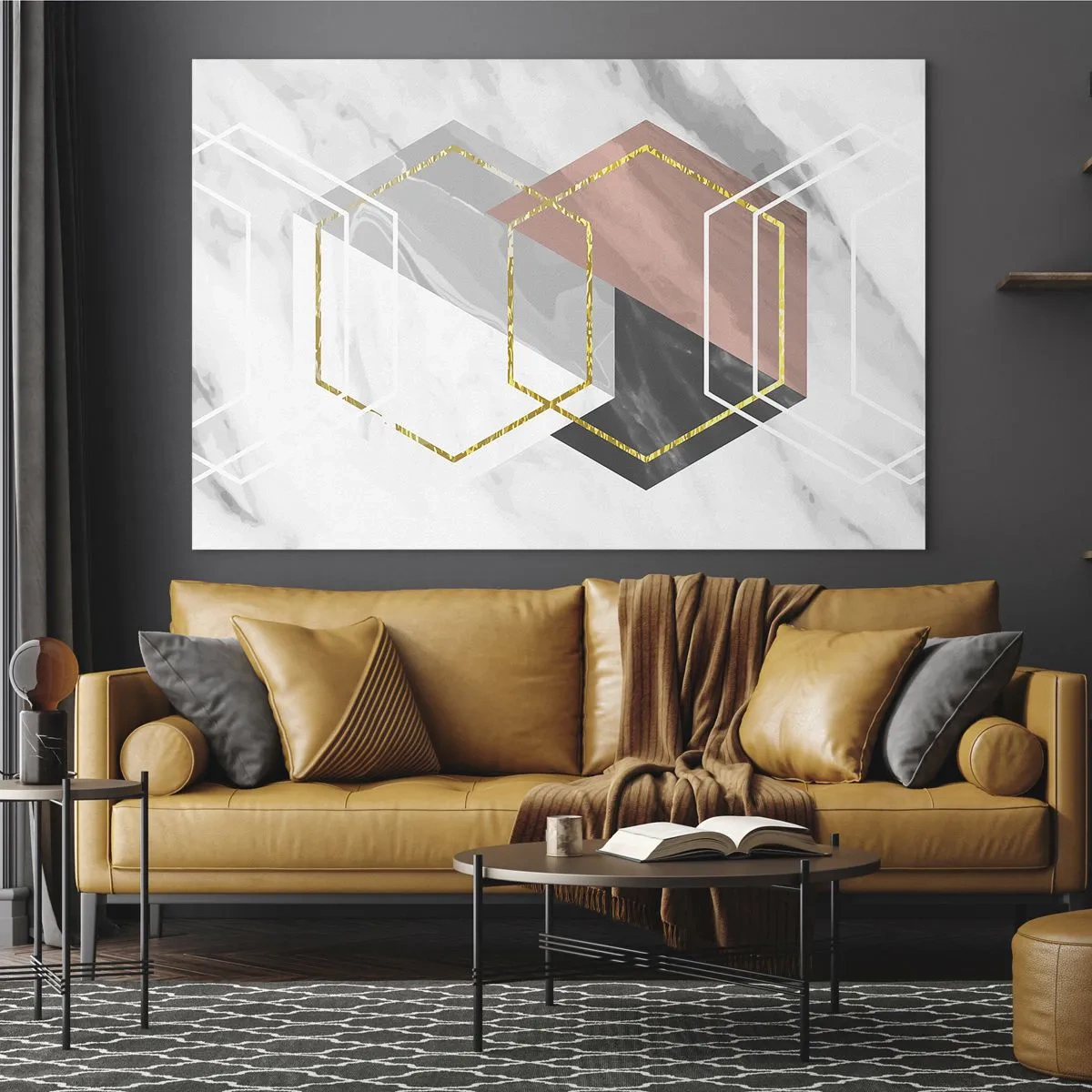 Quadro em vidro - Composição em cadeia - 120x80 cm