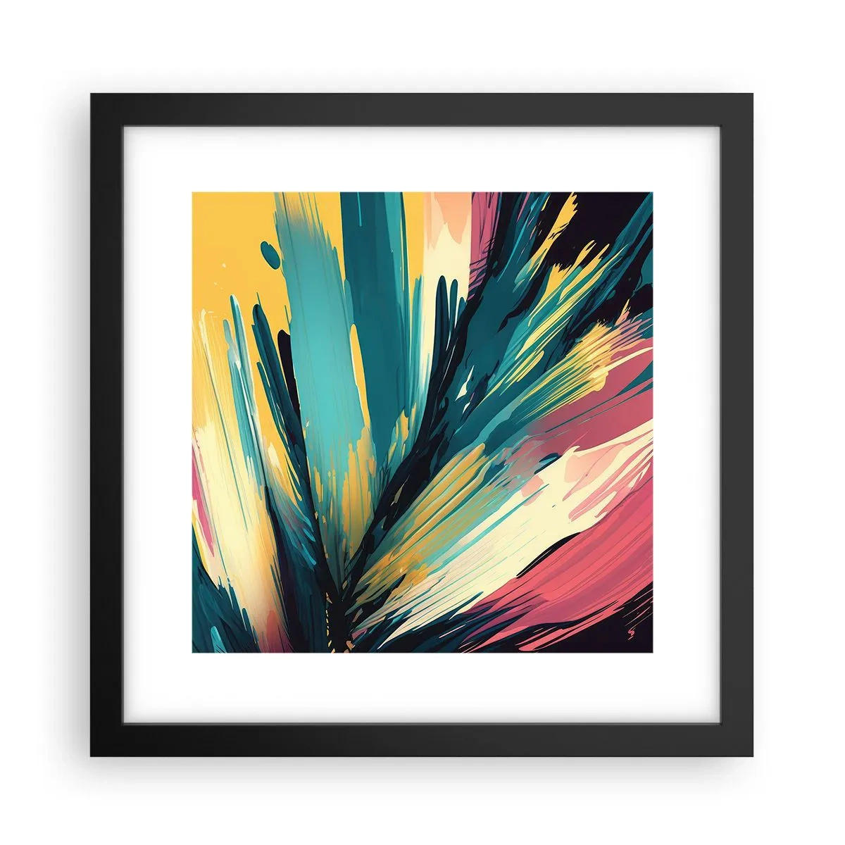 Pôster com moldura preta - Composição – uma explosão de alegria - 30x30 cm