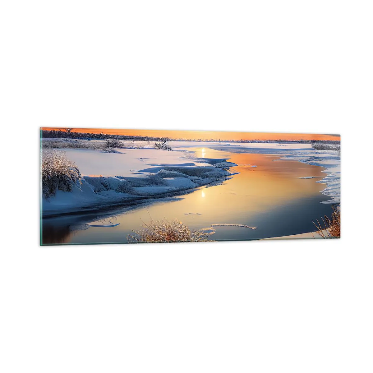 Quadro em vidro - Pôr do sol de inverno - 90x30 cm