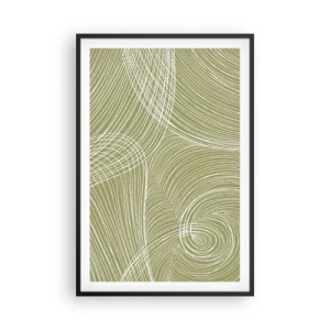 Pôster com moldura preta - Abstração intrincada em branco - 61x91 cm