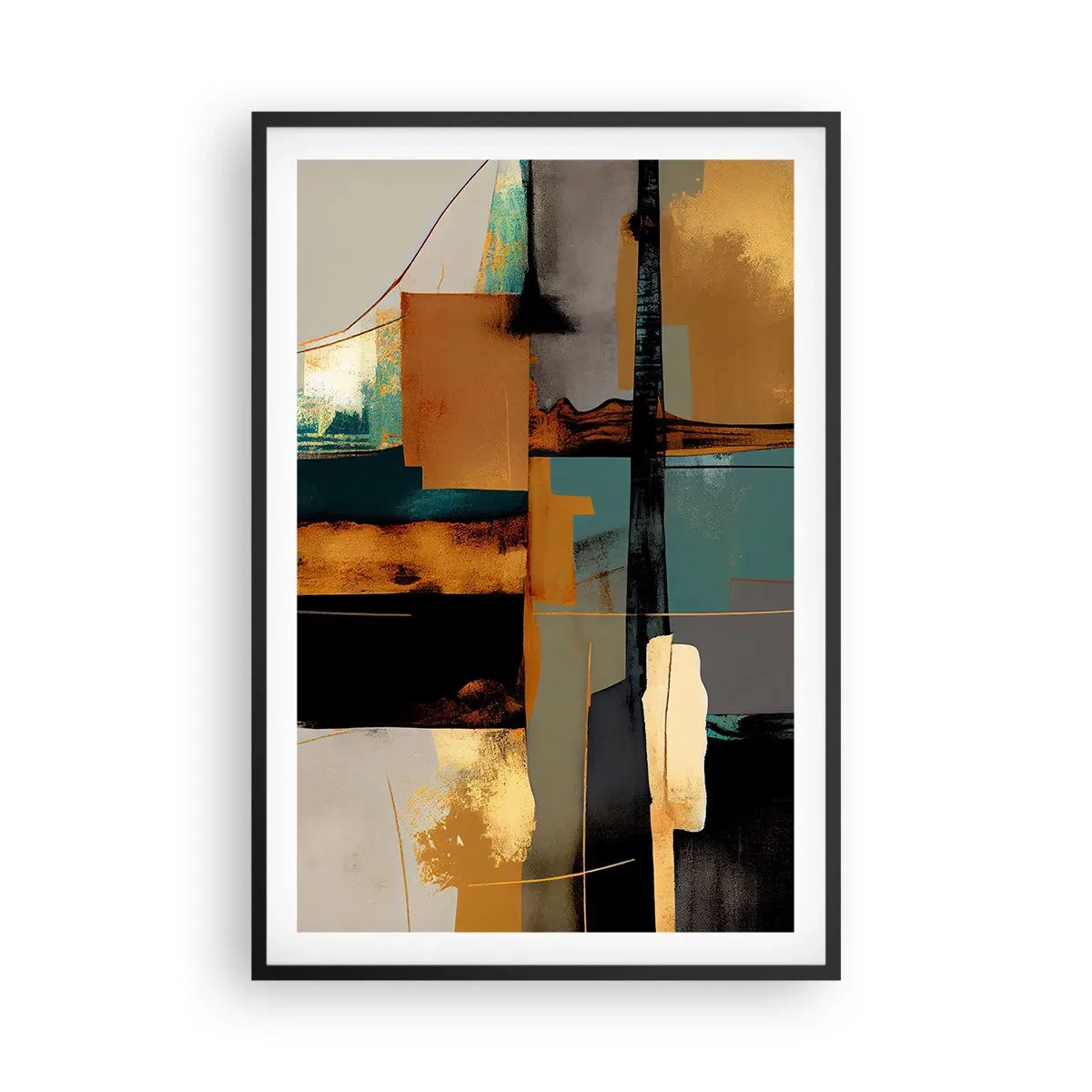 Pôster com moldura preta - Abstração – luz e sombra - 61x91 cm