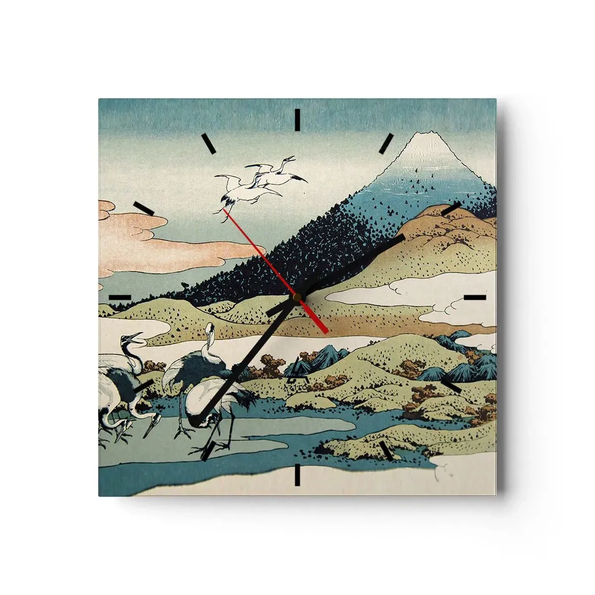 Relógio de parede - Relógio em vidro - No espírito japonês - 30x30 cm