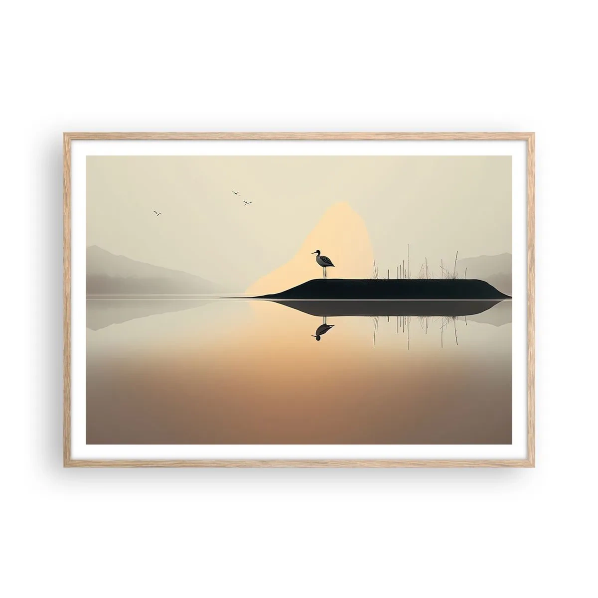 Pôster com moldura de carvalho claro - Senhor no lago - 100x70 cm