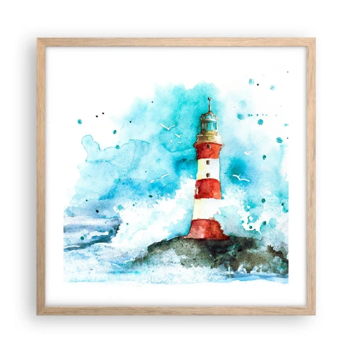 Pôster com moldura de carvalho claro - Unidade dos elementos da natureza - 50x50 cm