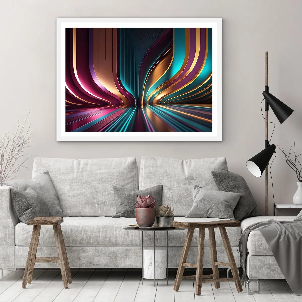 Pôster em moldura branca - Arquitetura de luz - 70x50 cm