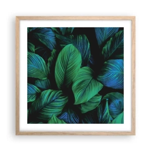 Pôster com moldura de carvalho claro - Na multidão verde - 50x50 cm