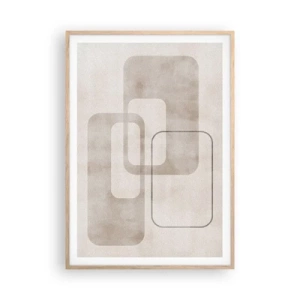Pôster com moldura de carvalho claro - Argamassa geométrica - 70x100 cm