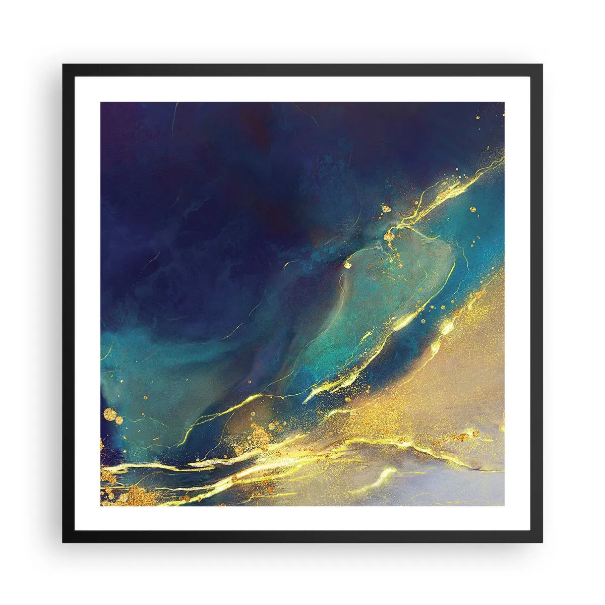 Pôster com moldura preta - Piscina dourada - 60x60 cm