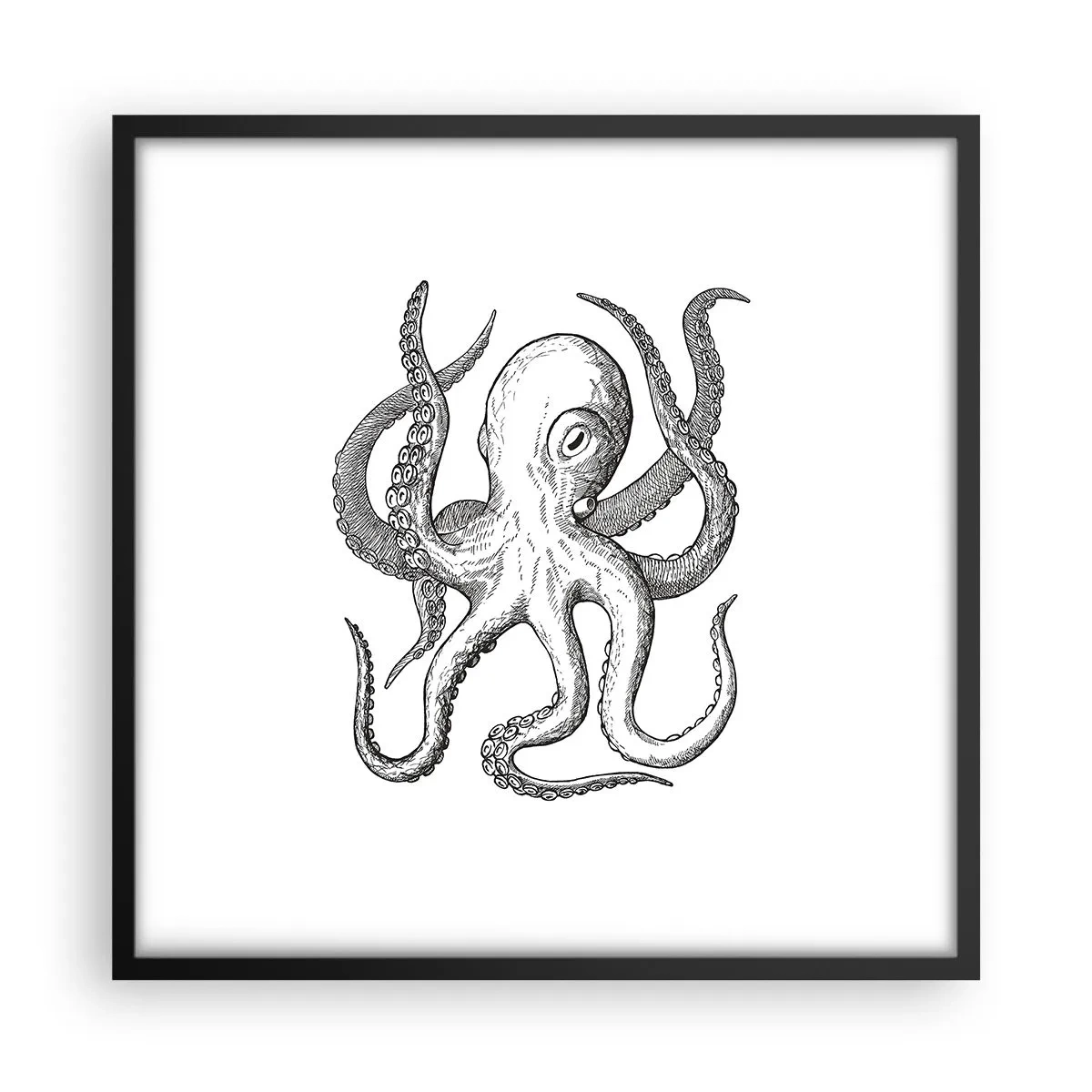 Pôster com moldura preta - Dançando com as ondas - 50x50 cm